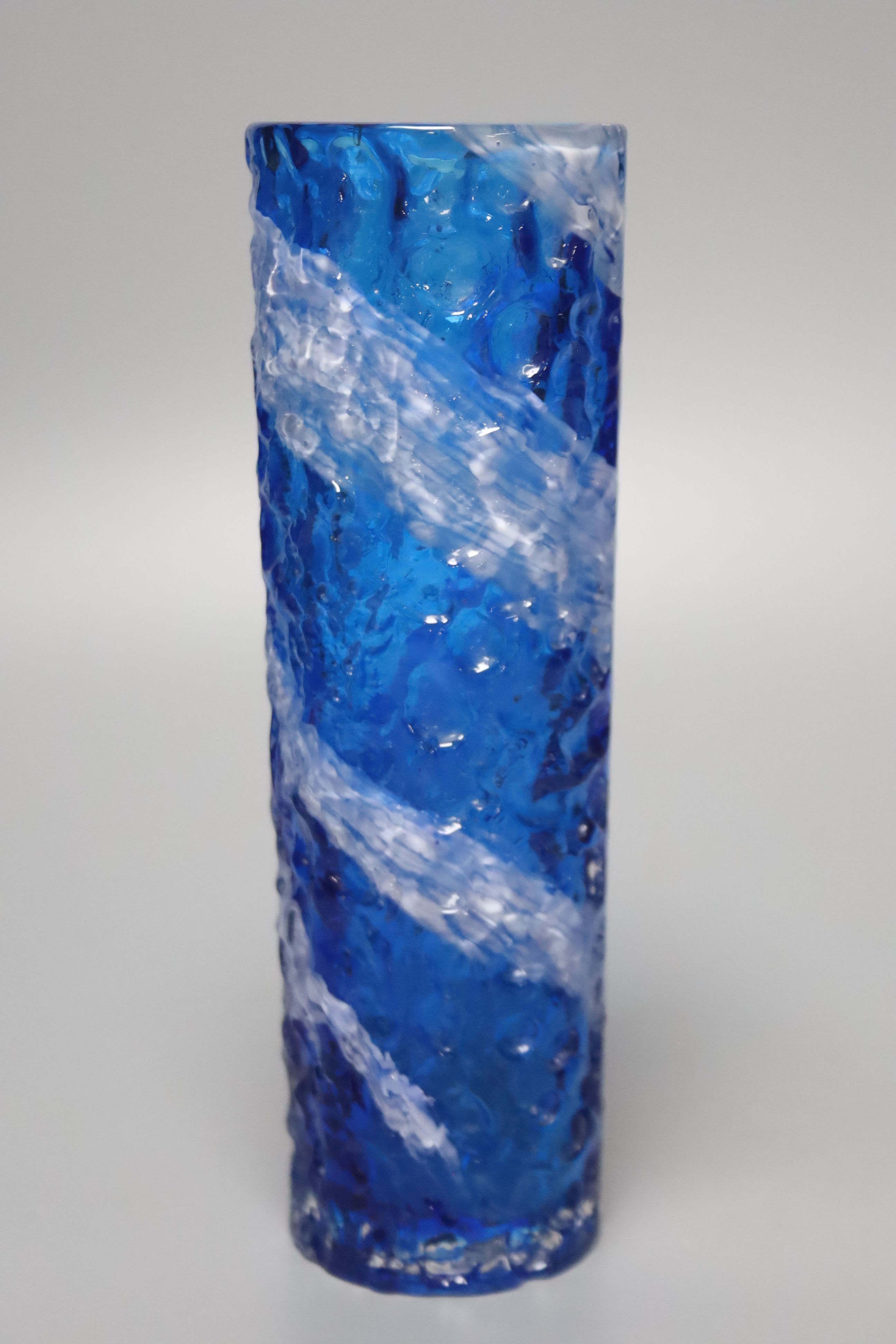 A Whitefriars style two colour glass vase, height 20cm